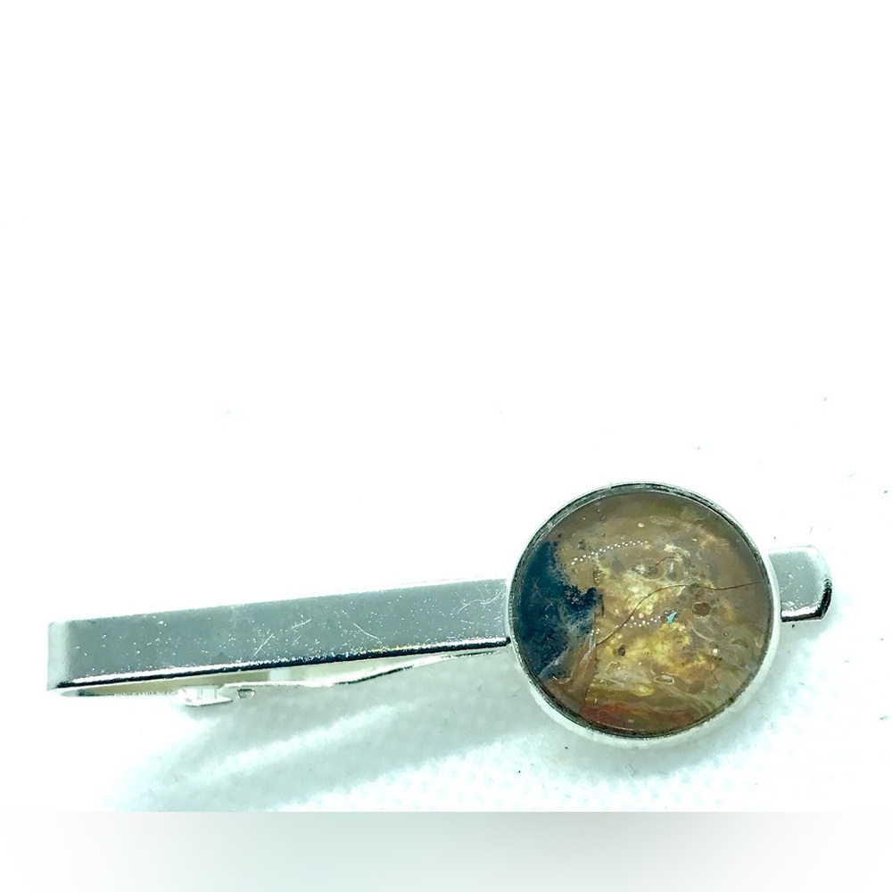 Tie clip pin silver plated 16mm handcrafted dome